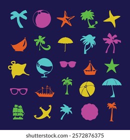 beach playful design element set