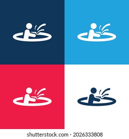 Beach Playing blue and red four color minimal icon set