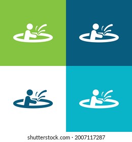 Beach Playing Flat four color minimal icon set