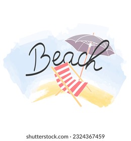 Beach please hand written summer vibes lettering. Funny quote or phrase about summertime vacation, rest, relax. Sketchy style design for t shirt, bags print, card, poster