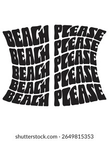 Praia por favor Retro Summer Bundle Groovy, Praia ondulada, Trendy groovy, Engraçado Beach Citações hippie, Verão Cut Files, Groovy estética 70s, arquivos ondulados para CRICUT