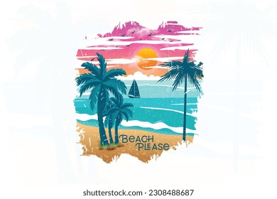 Beach please summer graphics t shirt design