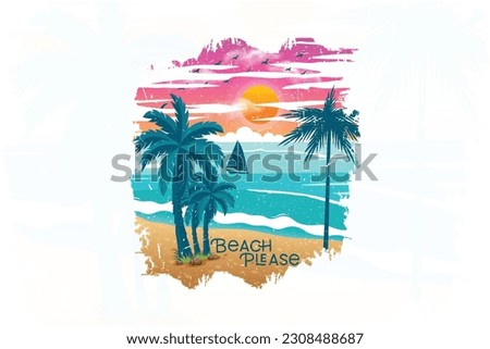 Beach please summer graphics t shirt design