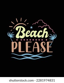 Beach Please sun palm treesT-Shirt Design