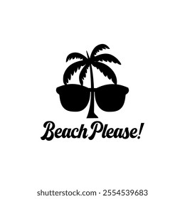 The "Beach Please" typography design captures the carefree, fun spirit of a beach vacation, blending playful text with tropical elements. 
