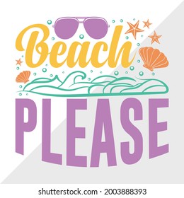 Beach Please Vector Illustration Silhouette