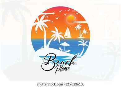 Beach please vintage summer t shirt design