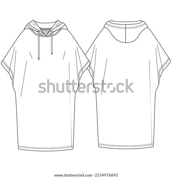 Beach poncho surf sketch technical flats,\
document mockups