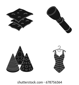beach, pool and other web icon in black style. Maintenance, lighting icons in set collection.