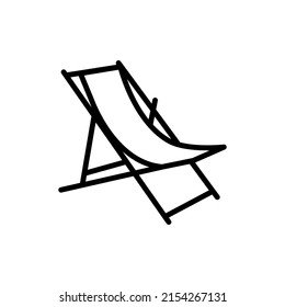 Beach portable chair line color icon. Outline pictogram for web page, mobile app, promo