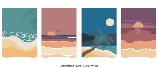 Beach postcard with sun,sea and sky in the nightime