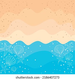 beach poster illustration witn sealife