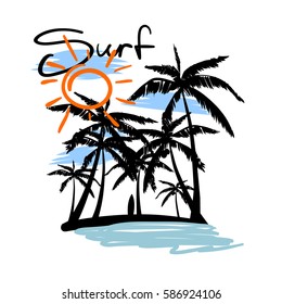 Beach print for shirt isolated
