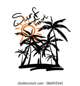 Beach print for shirt isolated