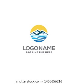 Beach property logo design template