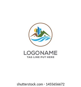 Beach property logo design template
