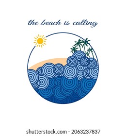 beach quotes with logo,sign,badge, symbol vector illustration