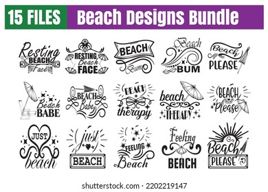 Beach Quotes svg Bundle. Quotes about Beach, Beach cut files Bundle of 15 svg eps Files for Cutting Machines Cameo Cricut, Beach Quotes svg