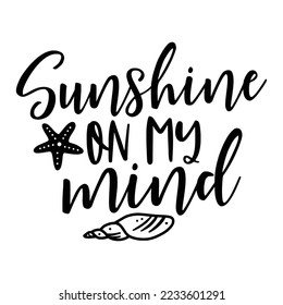 Beach Quotes Typography black and white for printing