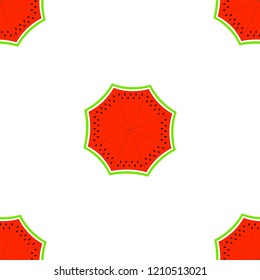 Beach or rain watermelon umbrella, top view. Vector illustration. Seamless pattern.
