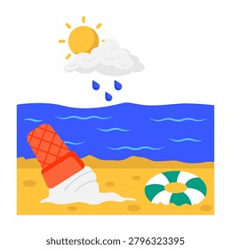 Beach rainfall icon in perfect design