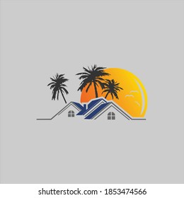 beach real estate logo design graphic vector download
