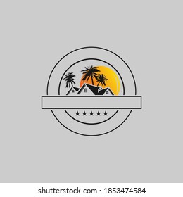 diseño de logotipo inmobiliario de playa descarga vectorial
