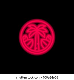 Beach red glowing neon ui ux icon. Glowing sign logo vector