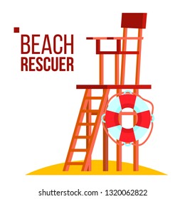 Beach Rescuer Vector. Isolated Flat Cartoon Illustration