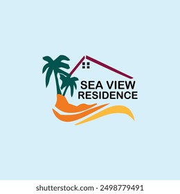 beach residential house logo design vector