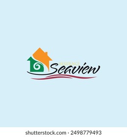 beach residential house logo design vector