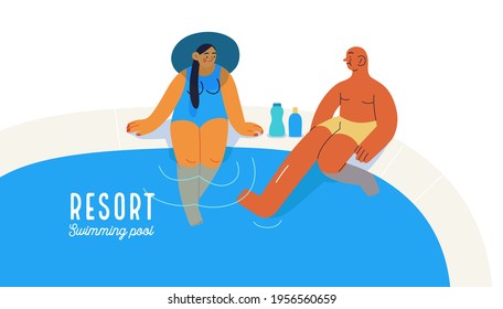 Beach resort activities, modern flat vector illustration