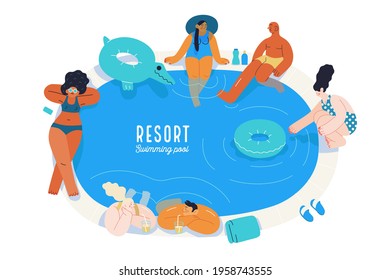 Beach resort activities, modern flat vector illustration