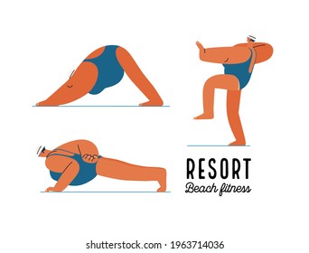 Beach resort activities, modern flat vector illustration