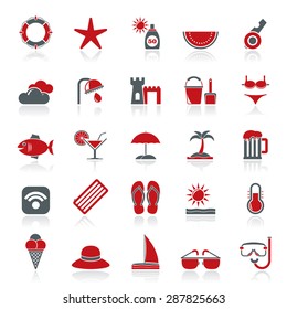 Beach, resort and entertainment icons - vector icon set