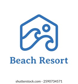 beach resort hotel flat minimalist logo design