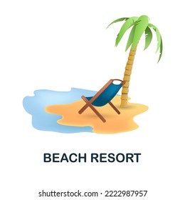Beach Resort icon. 3d illustration from resorts collection. Creative Beach Resort 3d icon for web design, templates, infographics and more