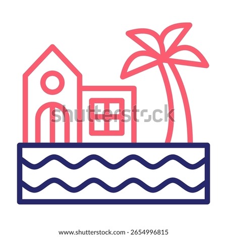 Beach Resort Icon Color Vector Illustration