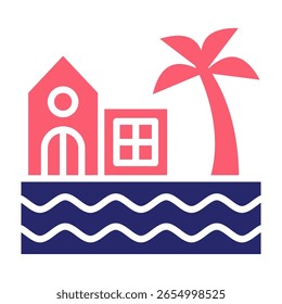Beach Resort Icon Fill Vector Illustration