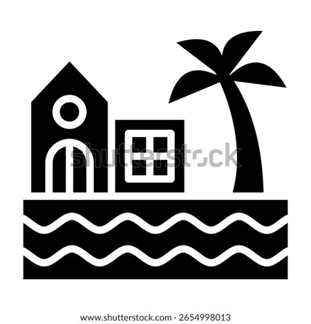Beach Resort Icon Glyph Vector Illustration