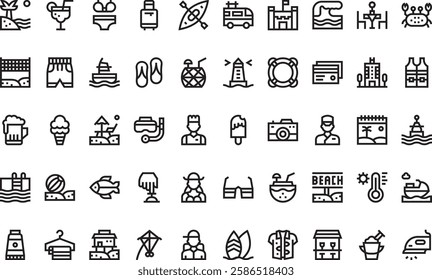 Beach resort icons High-Quality Vector Icons Collection with Editable Stroke. Ideal for Professional and Creative Projects.