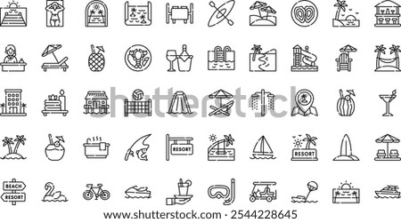 Beach resort icons High-Quality Vector Icons Collection with Editable Stroke. Ideal for Professional and Creative Projects.