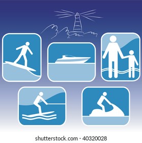 Beach resort  icons  vector set.