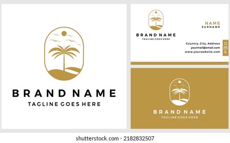 Beach resort logo template with business card design