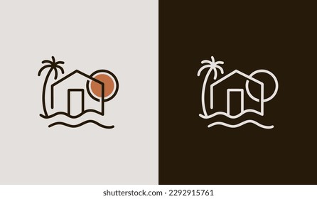 Beach Resort Palm Tree Logo. Universal creative premium symbol. Vector sign icon logo template. Vector illustration