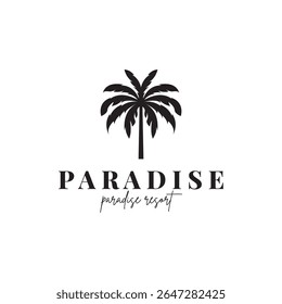beach resort palm tree logo icon vector illustration template design