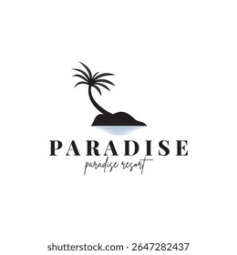 Diseño de Plantilla de Ilustración vectorial de icono de logotipo de palmera de resort de playa