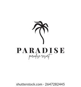 beach resort palm tree logo icon vector illustration template design