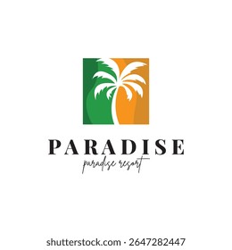 Diseño de Plantilla de Ilustración vectorial de icono de logotipo de palmera de resort de playa