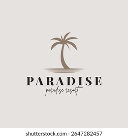 beach resort palm tree logo icon vector illustration template design
